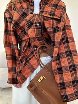 Mumaroho 2023 Autumn Winter Women Vintage Oversized Plaid Shirt Flannel Casual Long Sleeve Loose Fit Blouse Female