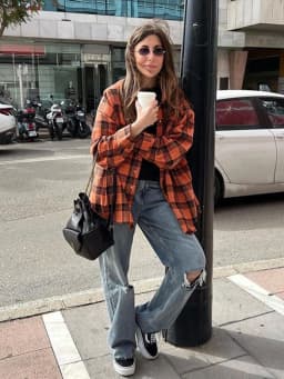 Mumaroho 2023 Autumn Winter Women Vintage Oversized Plaid Shirt Flannel Casual Long Sleeve Loose Fit Blouse Female