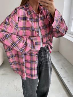 Mumaroho 2023 Autumn Winter Women Vintage Oversized Plaid Shirt Flannel Casual Long Sleeve Loose Fit Blouse Female