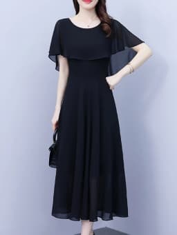 Summer Chiffon Ruffled Casual Beach Holiday Long Dress Women Elegant Bodycon Chic Prom Dress 2024 Black Vintage Party Midi Dress