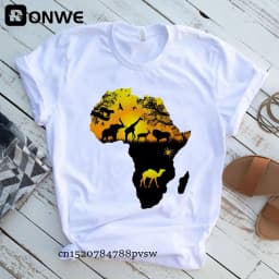 Creative Africa Map Printed T-shirt for Women Printed T-shirt Tops Oversized T Shirt Women Clothing Aesthetic Clothes