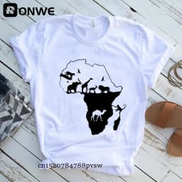 Creative Africa Map Printed T-shirt for Women Printed T-shirt Tops Oversized T Shirt Women Clothing Aesthetic Clothes