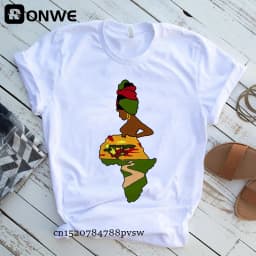 Creative Africa Map Printed T-shirt for Women Printed T-shirt Tops Oversized T Shirt Women Clothing Aesthetic Clothes