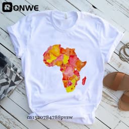 Creative Africa Map Printed T-shirt for Women Printed T-shirt Tops Oversized T Shirt Women Clothing Aesthetic Clothes