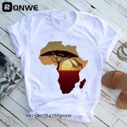 Creative Africa Map Printed T-shirt for Women Printed T-shirt Tops Oversized T Shirt Women Clothing Aesthetic Clothes