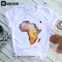 Creative Africa Map Printed T-shirt for Women Printed T-shirt Tops Oversized T Shirt Women Clothing Aesthetic Clothes