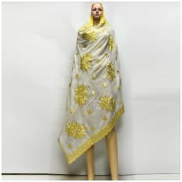 High Quality 100% Cotton Fabric Rayon Cotton Thread Eembroidered Scarf African Women Hijab Muslim Scarf Dubai Excellent Style