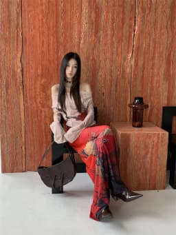 CHEERART Vintage Red Mesh Long Skirts For Woman Lace Up Wrap Maxi Skirt Japanese Fashion Luxury Designer Women Clothing