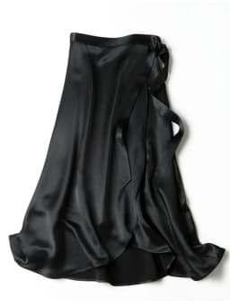 2026 Summer Lace-up One Piece Long Skirts High Waist A-Line Skirts Autumn Office Ladies Black Silk Satin Long Skirts Vestidos