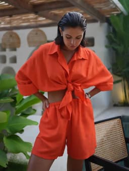 Bornladies Shorts Sets 100% Cotton Cozy Lapel Lantern Sleeve Shirt Summer Outfit Elastic Waist Shorts Ensemble Femme 2 Pièces
