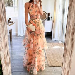 Sleeveless Fashion New Loungewear Skirt Set, Summer Women Hollow Sexy Patchwork Party Suit, Print Stand Collar Elegant 2pc Sets
