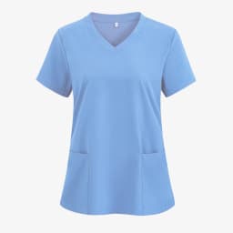 XUANSHOW 1pcs Woven Working Wear Women Nurse Uniform Long Shirts Pocket Front Tops Casual Short Sleeve V Neck Women's Clothing