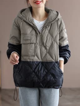 Amax luluE 2024 Winter Fashion Loose Quilted Design Jeacket Women Casual Warm Hooded Parkas Ladies Luxury Classic Big Size Coats