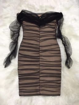 2024 Summer Women's New Black Off Shoulder long sleeve Neck Sexy Lace Patchwork Bandage Tight Dress Birthday Party Dress