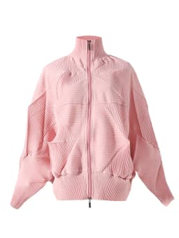 Miyake Pleated Coat High-end Fashion Temperament Women's 2024 New Handmade Flower Bud Bat Sleeve Zipper Cardigan Top