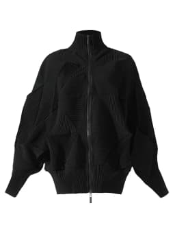 Miyake Pleated Coat High-end Fashion Temperament Women's 2024 New Handmade Flower Bud Bat Sleeve Zipper Cardigan Top