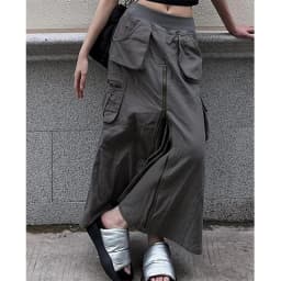 MEXZT Streetwear Cargo Skirts Women Y2K Vintage Pockets A Line Skirt Harajuku Korean High Waist Slit Zipper Casual Chic Skirts