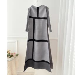Miyake Pleated Geometric Print Dress for Women's 2024 Autumn New Original Designer Long Sleeve Pleated Loose Plus Size Dress