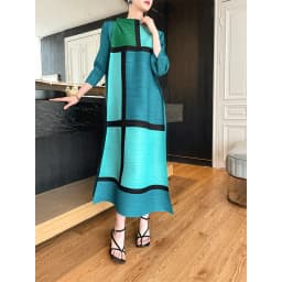 Miyake Pleated Geometric Print Dress for Women's 2024 Autumn New Original Designer Long Sleeve Pleated Loose Plus Size Dress