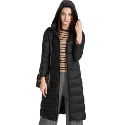 Schinteon Women Ultralight White Duck Down Long Jacket with Hood Casual Slim Autumn Winter Outwear 2026 New