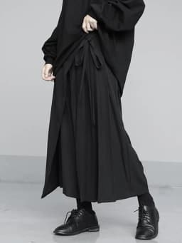 Zoki Vintage Black Y2K Pants Women Harajuku High Waist Gothic Wide Leg Pant Skirt Streetwear Bf Bandage Patchwork Korean Pants