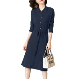 Loose Pullover Sweater Dress Lace-UP 2026 New Spring Size XXXL High-End Turn-Down Collor Long Knitted Dress Women's Autumn Dress