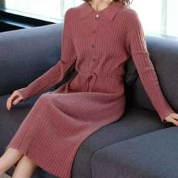 Loose Pullover Sweater Dress Lace-UP 2026 New Spring Size XXXL High-End Turn-Down Collor Long Knitted Dress Women's Autumn Dress