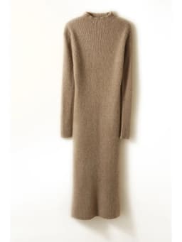 LONGMING Women Knitted Dress 100% Wool Sweater Dress Autumn Winter Slim Knit Maxi Long Sweater Dress Lady Pullover Dresses Solid