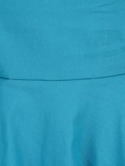 Tonval Peter Pan Collar Puff Sleeve Turquoise Cotton Dresses Women 2026 Elegant Plain Vintage Style Pockets Side Midi Dress