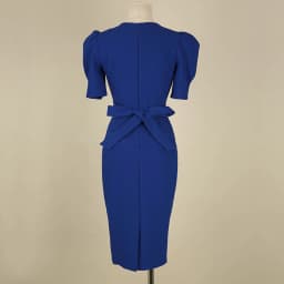 Blue Office Lady Dress 2027 Spring High Waist Pencil Fashion Simple Puff SleeveTemperament Women Elegant Party Dress Women