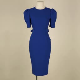 Blue Office Lady Dress 2027 Spring High Waist Pencil Fashion Simple Puff SleeveTemperament Women Elegant Party Dress Women