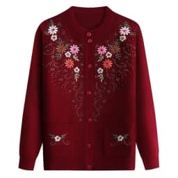 Middle-aged and elderly women's Embroidery Knit Cardigan Jacket Single-breasted Slim Sweater Coat Thin Grandma Spring Clothing