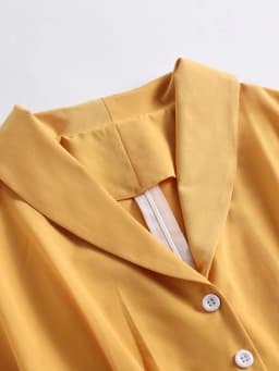 Tonval Turn Down Collar Button Up Yellow Elegant Women Summer Dress 1950S Vintage Style Ladies Plain Midi Swing Dresses