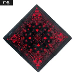 55cm White Black Red Skull Poker Geometric Bandana Unisex Harajuku Hip Hop Square Headband Motorcycle Sports Hair Wrap Wristband
