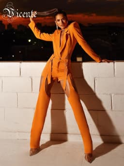 VC 2022 Autumn Fashion Hollow Sexy Casual blazer High Waist Shorts Adjustable Trousers Three-Piece Suit For Women