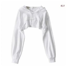 Womens Long Sleeve Cropped Hoodies Sweatshirt Aesthetic Punk Hip-Hop Dance Plain Sexy Rave Cutout Loose Super Crop Top