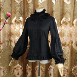 Victorian Gothic Lolita Blouses Women Sweet Elegant Lace Ruffles Turtleneck Slim Shirts Japanese Spring Autumn Long Sleeve Top