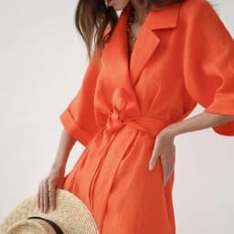Cotton Linen Long Wrap Summer Dresses Woman Belt Lace Up Notched Office Women Dress A-Line Elegant Slit Dress Robe Femme