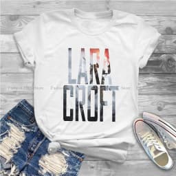 Tomb Raider Game Polyester TShirts Lara Croft Text Print Homme T Shirt Funny Tops
