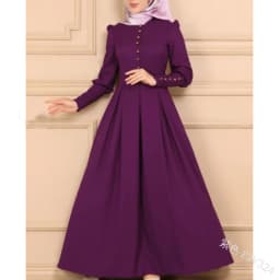 Muslim Abayat Dress for Women, Round Neck, Long Sleeve, Button Decoration, Simple, Versatile Cuffs, High Waist
