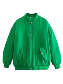 YENKYE 2022 Fashion Women Green Loose Jacket Vintage Long Sleeve Zipper Streetwear Coat Female Autumn Outerwear