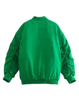 YENKYE 2022 Fashion Women Green Loose Jacket Vintage Long Sleeve Zipper Streetwear Coat Female Autumn Outerwear