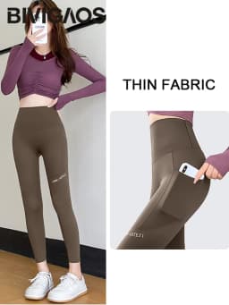 BIVIGAOS Autumn Winter Pocket Phone Shark Leggings Women High Waist Slim-Fit Sport Fitness Leggings Warm Fleece Leggings