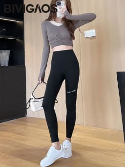 BIVIGAOS Autumn Winter Pocket Phone Shark Leggings Women High Waist Slim-Fit Sport Fitness Leggings Warm Fleece Leggings