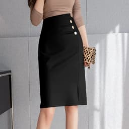 Elegant Mid Length Summer Skirts Women 2026 Korean Fashion High Waist Button Faldas Mujer OL Workwear Office Bodycon Black Skirt