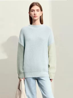 AMII Minimalism Sweaters Women 2024 Autumn Street Wear Spliced Knitted Top Drop Sleeve Loose Full Pullovers Sweaters 12344144