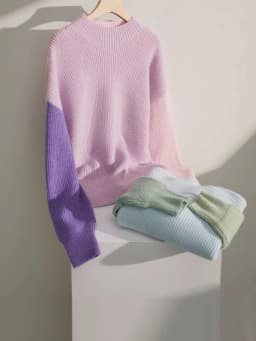 AMII Minimalism Sweaters Women 2024 Autumn Street Wear Spliced Knitted Top Drop Sleeve Loose Full Pullovers Sweaters 12344144