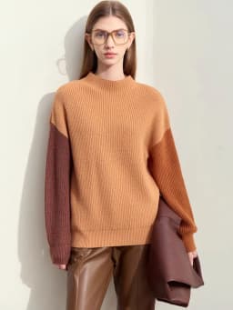 AMII Minimalism Sweaters Women 2024 Autumn Street Wear Spliced Knitted Top Drop Sleeve Loose Full Pullovers Sweaters 12344144