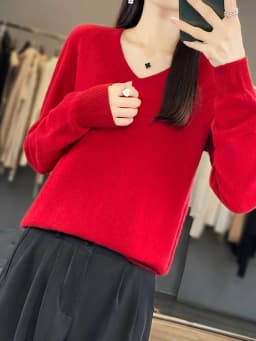 100% Pure Merino Wool Sweater Women V-neck Pullover Autumn /winter Casual Knit Tops Solid Color Regular Female Jacket Hot