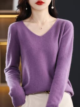 100% Pure Merino Wool Sweater Women V-neck Pullover Autumn /winter Casual Knit Tops Solid Color Regular Female Jacket Hot